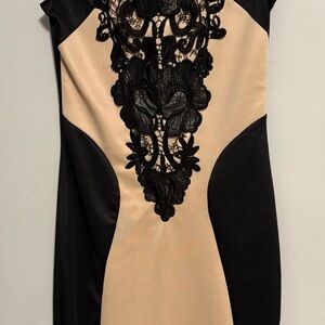 Chic Black and Cream Backless Dress
